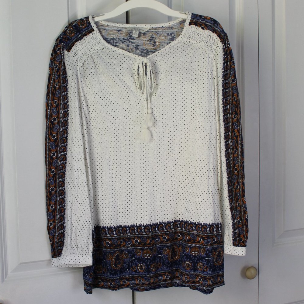 Lucky Brand Lightweight Bohoemian Top with Tassels Womens Size Small